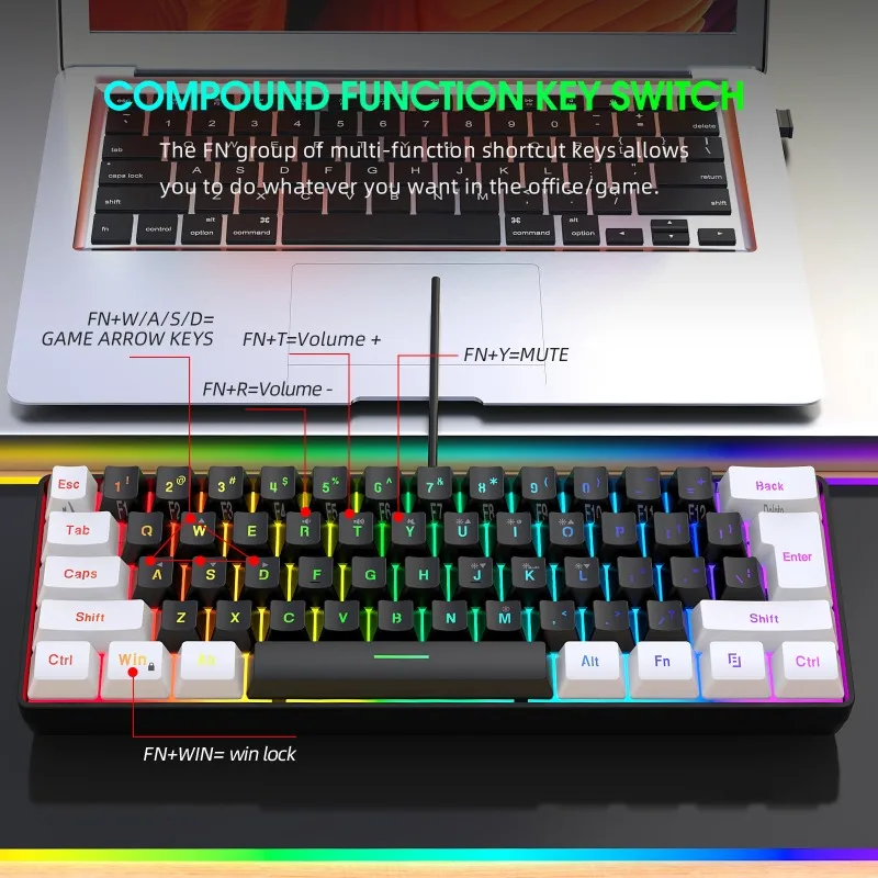 Kit de Teclado e Mouse 60% par - Gaming Accessories Combo avaliação e preço