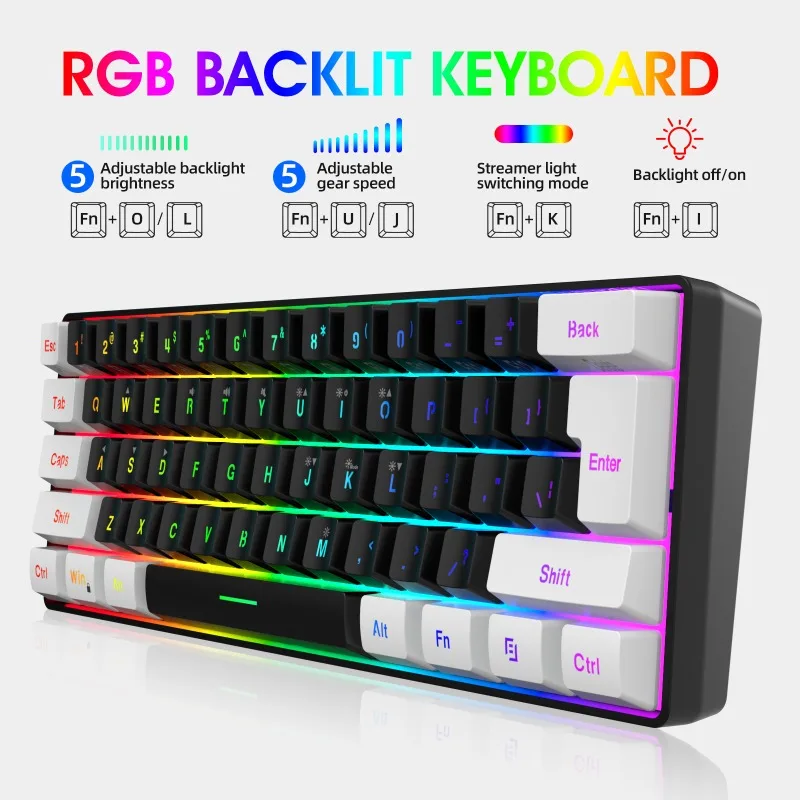 Kit de Teclado e Mouse 60% par - Gaming Accessories Combo avaliação e preço